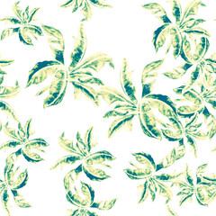 Greenery Banana Leaf Texture. Green Isolated Leaves. Seamless Leaves. Pattern Plant. Watercolor Textile. Tropical Set. Botanical Print. Art Plant.