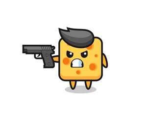 the cute cheese character shoot with a gun