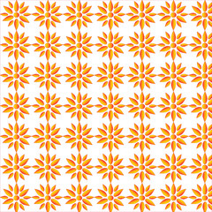 Seamless yellow petal pattern on white background. Useful for fabric and textile prints