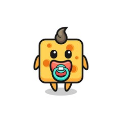 baby cheese cartoon character with milk bottle