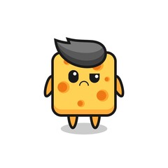 the shocked face of the cute cheese mascot