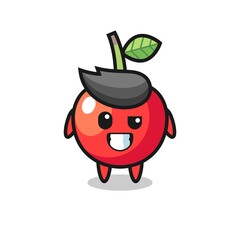 cute cherry mascot with an optimistic face