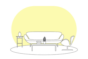 interior design with living room furniture set in modern style, vector
