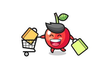 black Friday illustration with cute cherry mascot