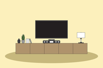 interior design with living room furniture set in modern style, illustration
