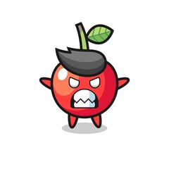 wrathful expression of the cherry mascot character