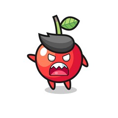 cute cherry cartoon in a very angry pose