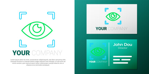 Line Eye scan icon isolated on white background. Scanning eye. Security check symbol. Cyber eye sign. Colorful outline concept. Vector