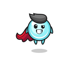the cute bubble character as a flying superhero