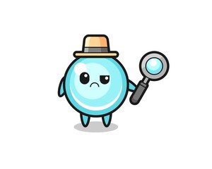 the mascot of cute bubble as a detective