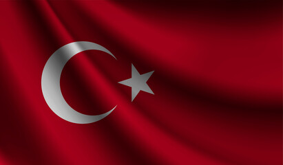 Turkey flag waving. Background for patriotic and national design. Vector illustration
