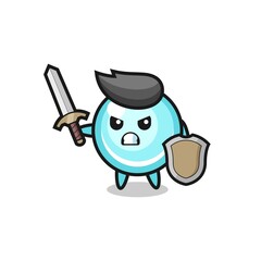 cute bubble soldier fighting with sword and shield