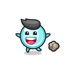 the happy bubble cartoon with running pose