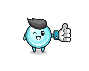 cute bubble with social media thumbs up symbol