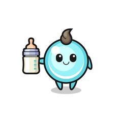 baby bubble cartoon character with milk bottle