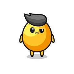 the mascot of the golden egg with sceptical face