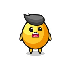 the shocked face of the cute golden egg mascot