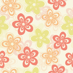 SEAMLESS MULTICOLOUR HAND DRAW DOODLE FLOWER PATTERN BACKGROUND
