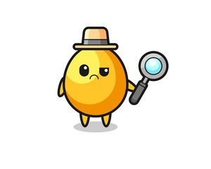 the mascot of cute golden egg as a detective