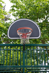 Public basketball court in the city and outdoors