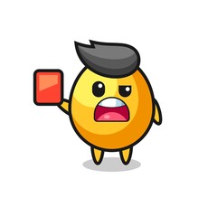 Fototapeta premium golden egg cute mascot as referee giving a red card