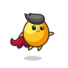 cute golden egg superhero character is flying