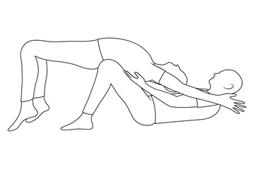 Massage. Yumeiho therapy line. Instructions for performing massage techniques, stretching the abdominal and back muscles. Simple vector illustration for physical therapy guidelines, websites and