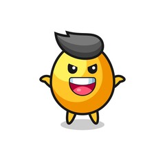 the illustration of cute golden egg doing scare gesture