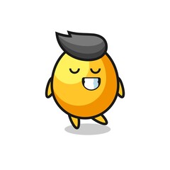 golden egg cartoon illustration with a shy expression