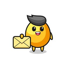 cartoon illustration of golden egg holding a yellow letter
