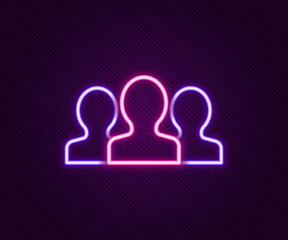 Glowing neon line Users group icon isolated on black background. Group of people icon. Business avatar symbol - users profile icon. Colorful outline concept. Vector