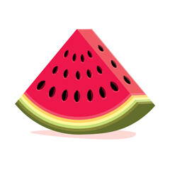 Pink watermelon slice with seeds icon on white background