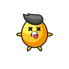 character of the cute golden egg with dead pose