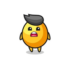 golden egg illustration with apologizing expression, saying I am sorry