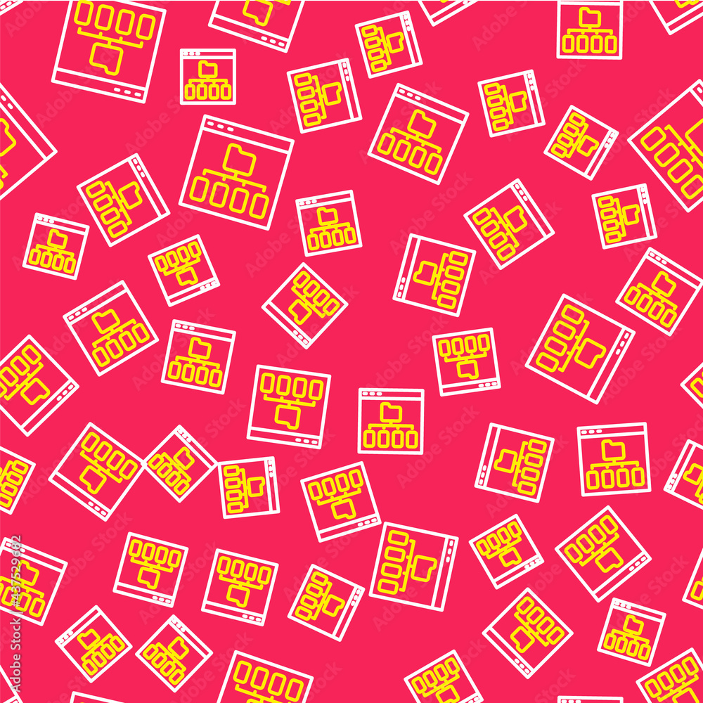 Aufkleber line browser files icon isolated seamless pattern on red background. vector
