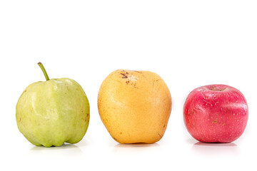 Heap of different fruits and berries isolated on white background
