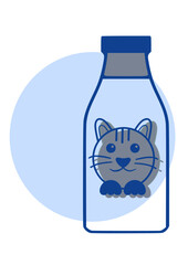 Vector icon of a bottle with a cat. A pet sign. Graphic symbol for the design of the website and applications for pets and veterinary medicine, logo, application, user interface