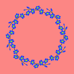 Forget-me-not flowers wreath.