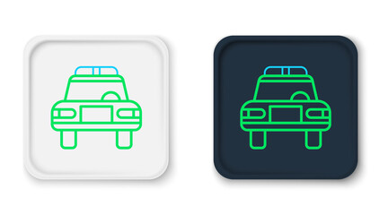 Line Police car and police flasher icon isolated on white background. Emergency flashing siren. Colorful outline concept. Vector