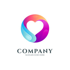 Abstract heart colorful logo template ready for use