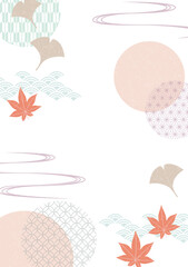 Japanese traditional frame with autumn leaves