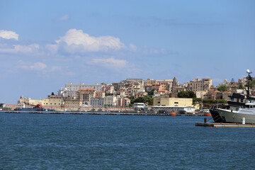 Fototapeta na wymiar Gaeta, Italy - The town and port seen from Caboto waterfront