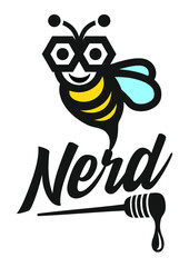 Vector illustration of the bee nerd sign