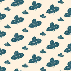 Basil pattern. Vector image of food in retro style. Scalable, seamless pattern. Print template for packaging, paper, textiles.