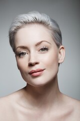 Closeup portrait of attractive twiggy-style woman.