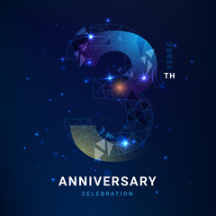  3 years anniversary logo template geometric line with star. Poster template for Celebrating 3th event