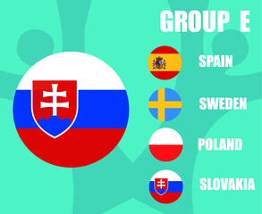 European football 2020 teams.Group E Slovakia Flag.European soccer final