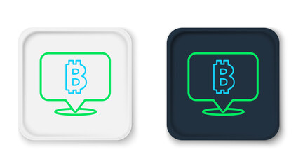 Line Cryptocurrency coin Bitcoin icon isolated on white background. Physical bit coin. Blockchain based secure crypto currency. Colorful outline concept. Vector