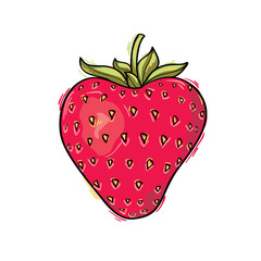 Drawn red strawberry decorative icon
