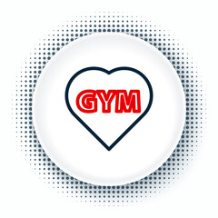 Line Fitness gym heart icon isolated on white background. I love fitness. Colorful outline concept. Vector